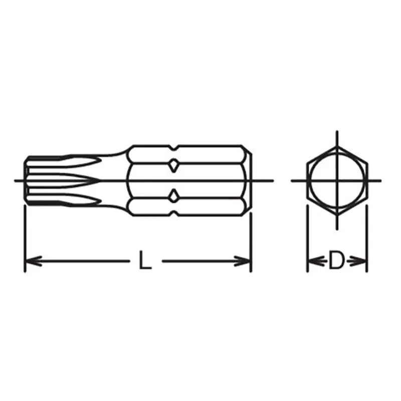 5/16 Hex Dr. Tamper-Resistant TORX® T30H Bit - Length 32mm - Ko