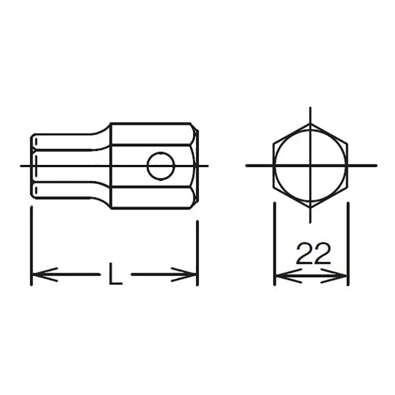 22mm Hex Dr. Bit 1.1/4 Hex Length 55mm - Ko-ken USA
