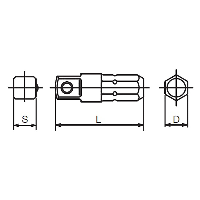 1/4 Hex Dr. Adaptor 1/4 Square Length 25mm – Ko-ken USA