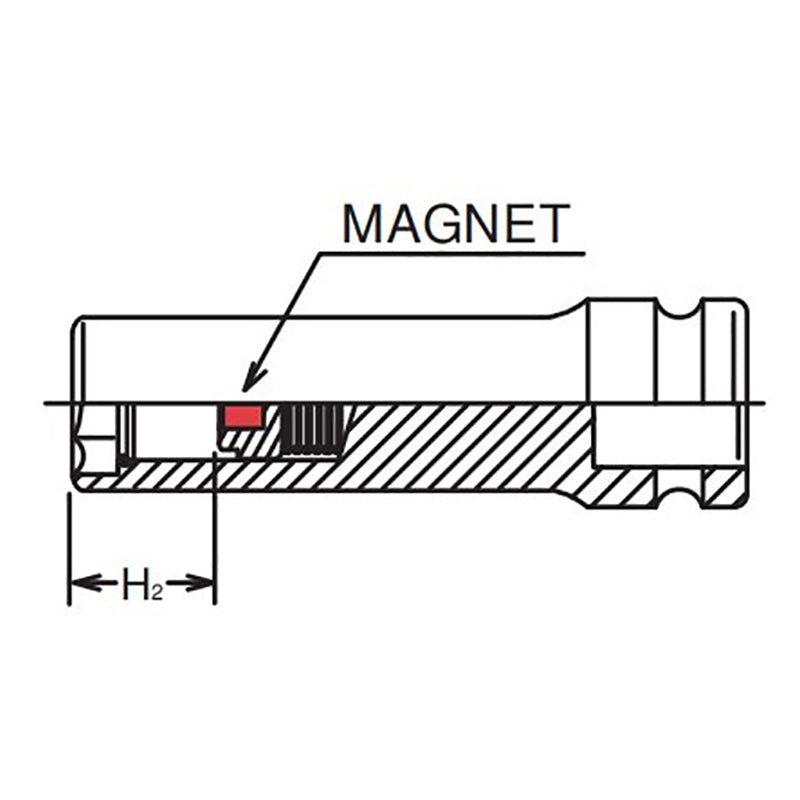 ※rikougen ページ※ 1/4 Sq. Dr. Socket 12mm 6 point Length 48mm Slide Magnet