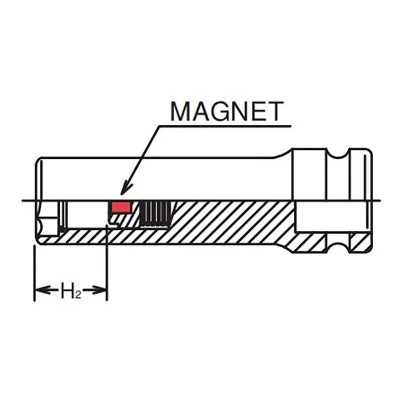 1/4 Sq. Dr. Socket 13mm 6 point Length 48mm Slide Magnet – Ko-ken USA