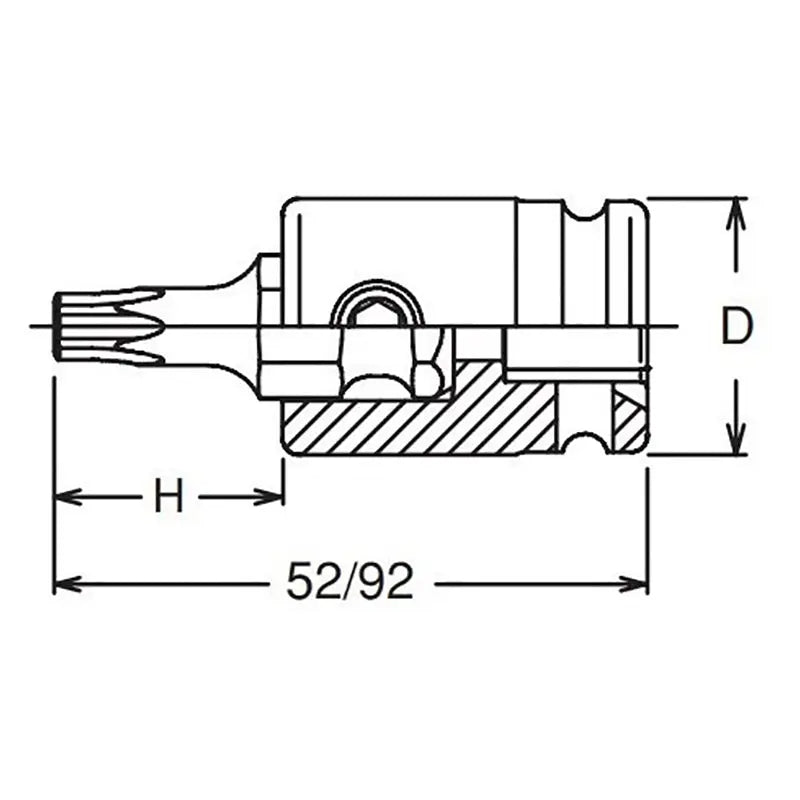 3/8 Sq. Dr. TORX® T60 Bit Socket - Length 92mm - Ko-ken USA