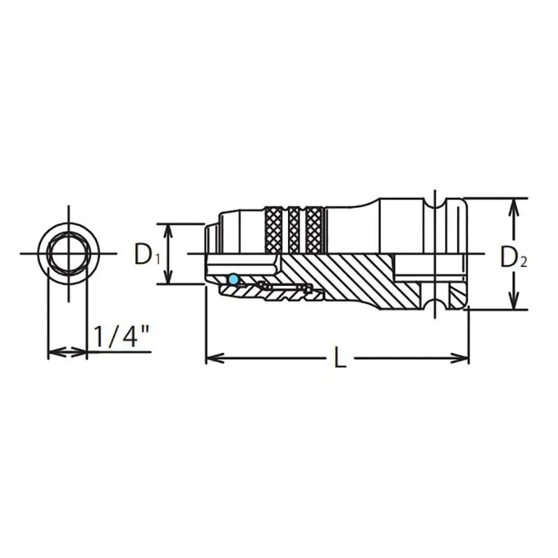 3/8 Sq. Dr. Adaptor 1/4 For 1/4H Bit Length 45mm Locking Quick