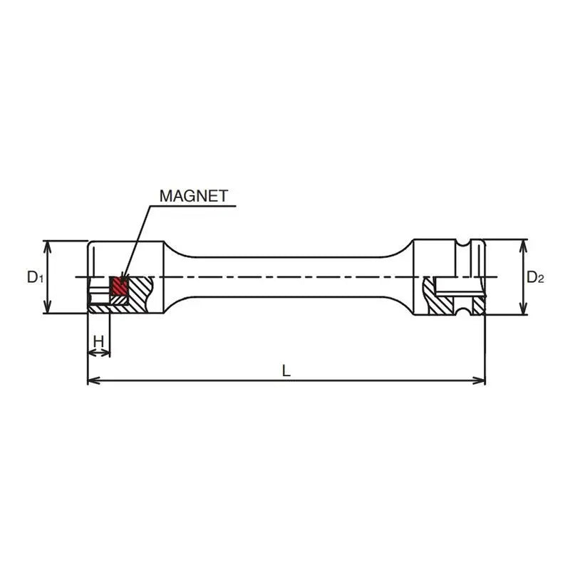3/8 Sq. Dr. Extension Socket 8mm 6 point Length 100mm Magnet - Ko