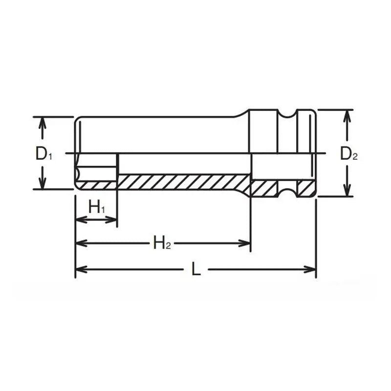 3/8 Sq. Dr. Socket 11/16 6 point Length 80mm Thin walled - Ko-ken USA