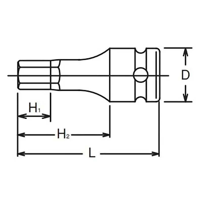 1/2 Sq. Dr. Bit Socket 12mm Hex Length 60mm - Ko-ken USA