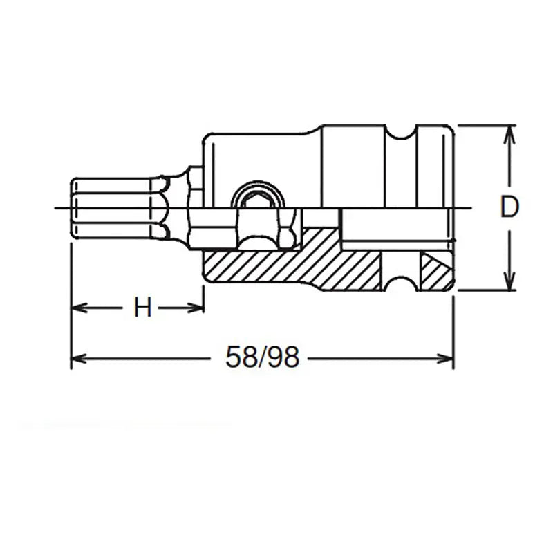 1/2 Sq. Dr. Bit Socket 6mm Hex Length 58mm - Ko-ken USA