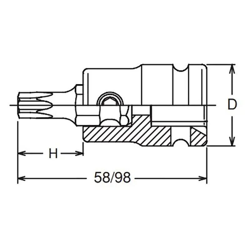 1/2 Sq. Dr. Bit Socket TORX® T40 Length 58mm - Ko-ken USA