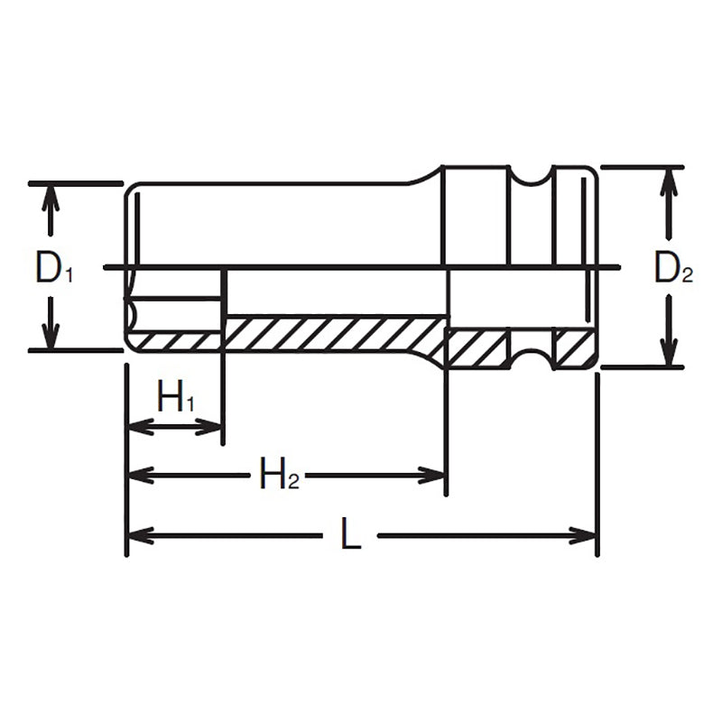 1/2 Sq. Dr. Socket 12mm 6 point Length 60mm Thin walled – Ko