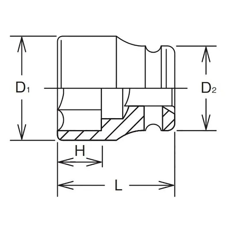 1.1/2 Sq. Dr. Socket 70mm 6 point Length 100mm - Ko-ken USA