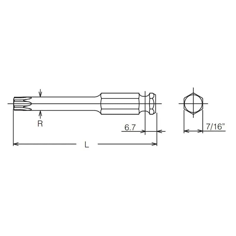 7/16 Hex Dr. TORX® T55 Bit - Length 150mm - Ko-ken USA