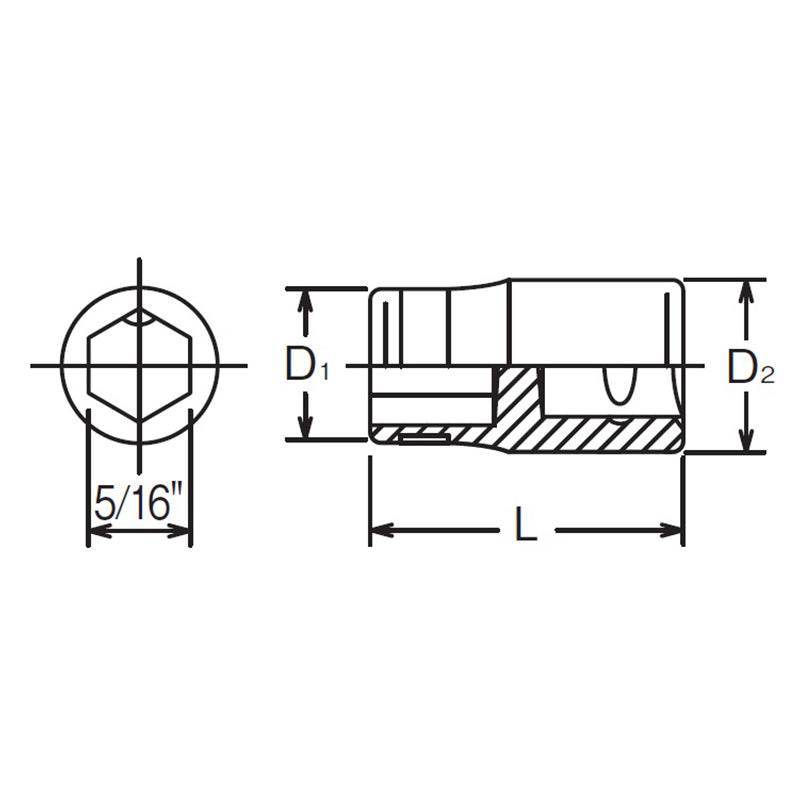 1/4 Sq. Dr. Adaptor 5/16 For 5/16H Bit Length 26mm – Ko-ken USA