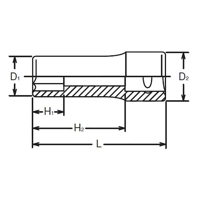 1/4 Sq. Dr. Socket 3mm 6 point Length 50mm - Ko-ken USA
