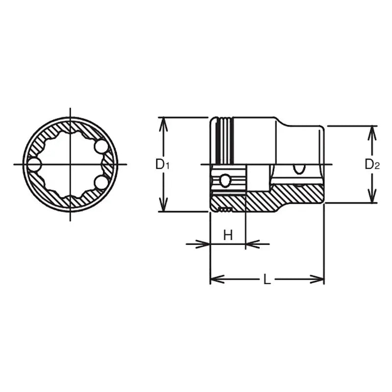 1/4 Sq. Dr. 12 point Short SAE NUT GRIP® Socket - 5/16 - Ko-ken USA
