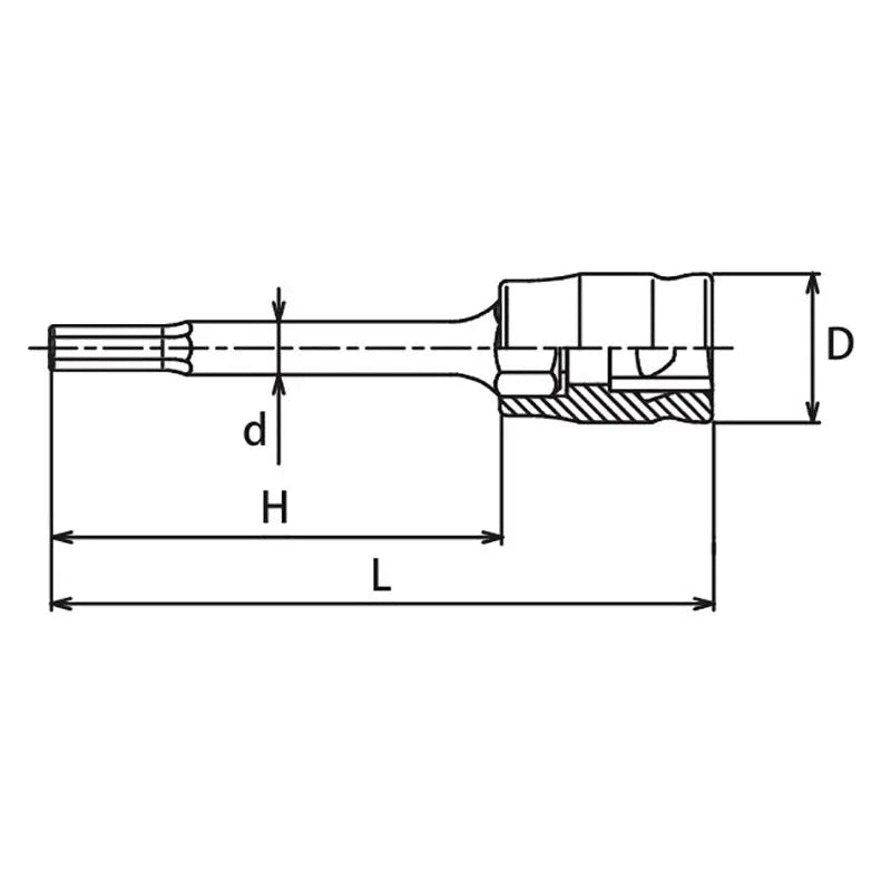 3/8 Sq. Dr. Bit Socket 8mm 6 point Length 75mm Z-series - Ko-ken USA