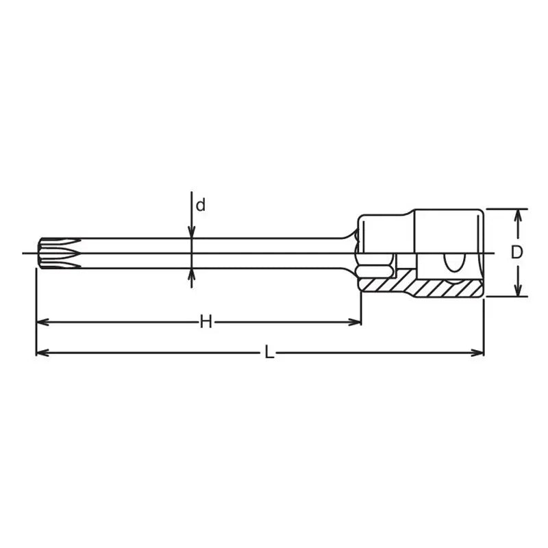 3/8 Sq. Dr. Round Shank TORX® T55 Bit Socket - Length 100mm - Ko
