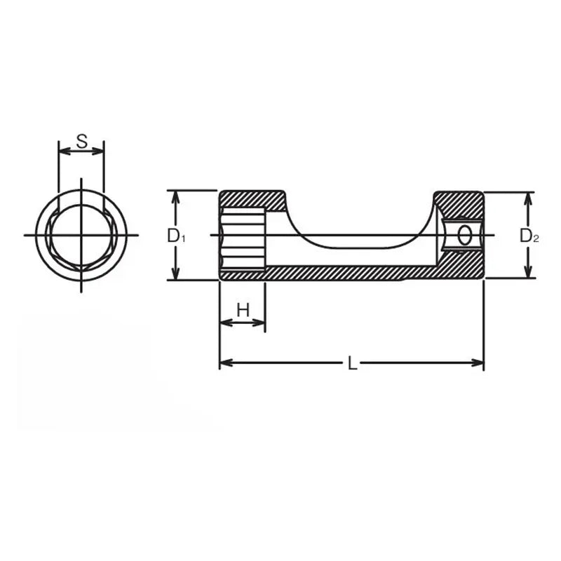 3/8 Sq. Dr. Flare Nut Metric Chrome Socket in 21mm - Ko-ken USA