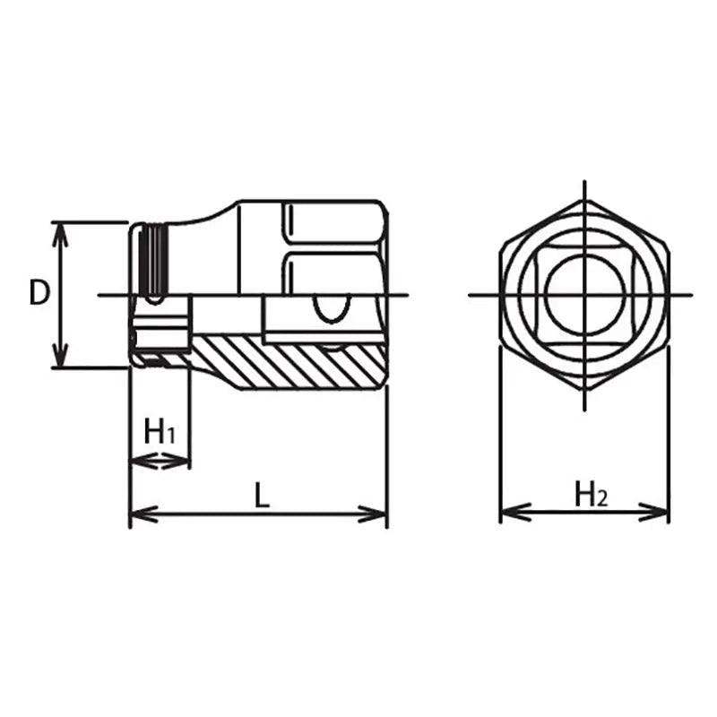3/8 Sq. Dr. Socket 8mm Nut Grip Length 26mm Outer Hex 17mm - Ko