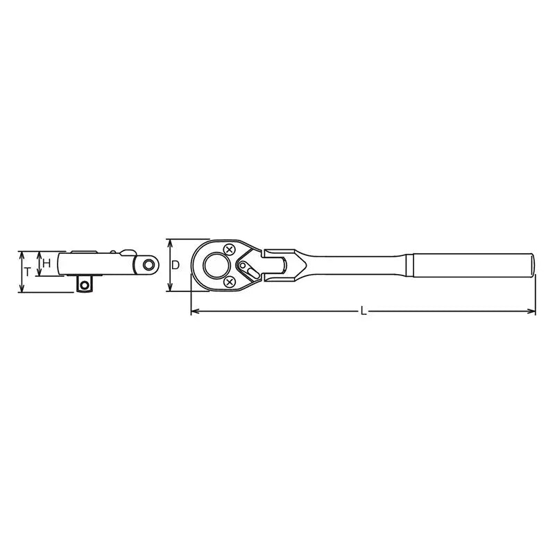 3/8 Sq. Dr. Ratchet 24 teeth Flexible Head Length 265mm Metal – Ko