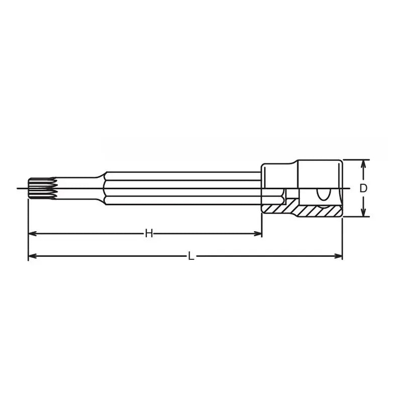 1/2 Sq. Dr. Bit Socket 8mm Double-Hex Length 120mm For Cylinder