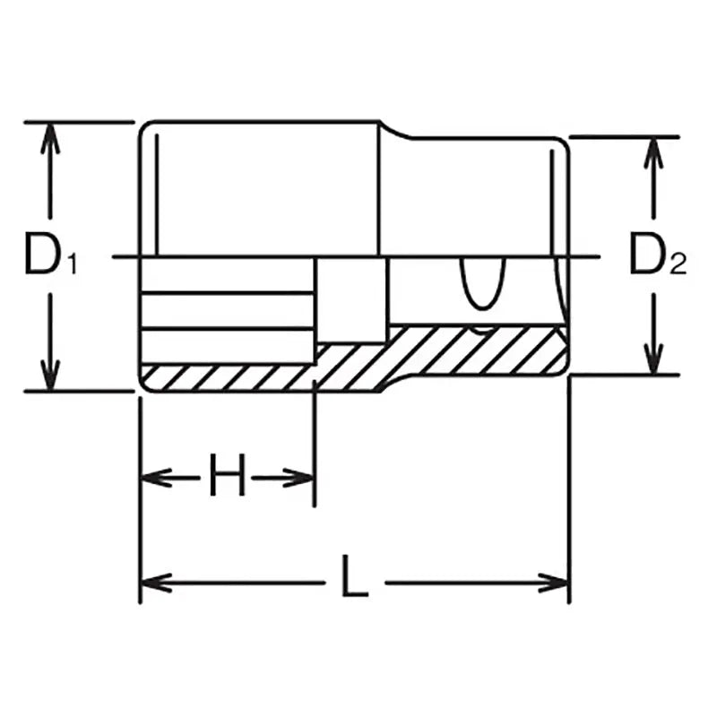1/2 Sq. Dr. Socket 14mm Double Square Length 38mm For Lubrication