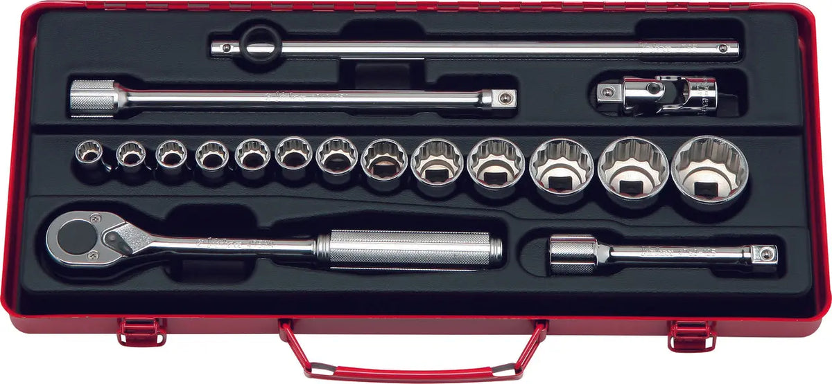 1/2 Sq. Dr. 18 Piece 12-Point Metric Socket Set 10-32mm - Ko-ken USA