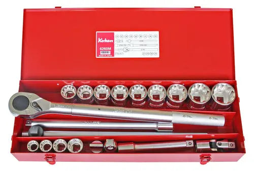 3/4 Sq. Dr. Socket Set 12 point 25 pieces - Ko-ken USA