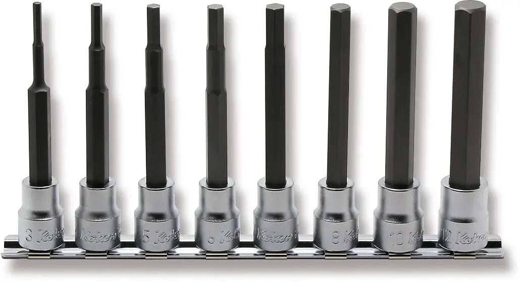 8 Piece 3/8 Sq. Dr. 100mm Hex Bit Socket set 3-12mm - Ko-ken USA
