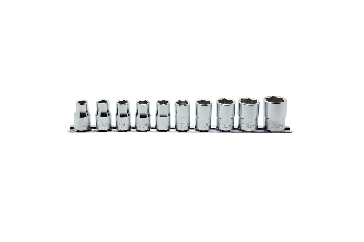 10 Piece 1/2 Sq. Dr. 6 point, Metric, Chrome Socket Set - Ko-ken USA