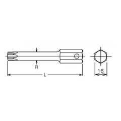 16mm Hex Dr. Bit TORX® T55 Length 100mm - Ko-ken USA