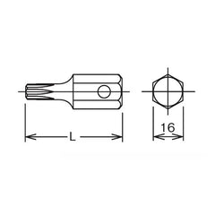 16mm Hex Dr. Bit TORX® T60 Length 50mm - Ko-ken USA