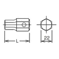 22mm Hex Dr. Bit  1.1/4 Hex Length 55mm