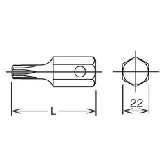 22mm Hex Dr. Bit TORX® T100 Length 60mm - Ko-ken USA