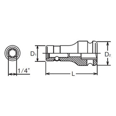1/4 Sq. Dr. Bit Holder 1/4 Hex Length 36mm Locking Quick Release