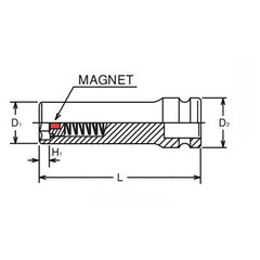 1/4 Sq. Dr. Socket 12mm 6 point Length 48mm Slide Magnet – Ko-ken USA