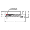 1/4 Sq. Dr. Socket  7mm 6 point Length 48mm Slide Magnet