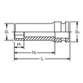 1/4 Sq. Dr. Socket  10mm 6 point Length 48mm