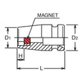 1/4 Sq. Dr. Socket  4.5mm 6 point Length 23mm Magnet