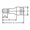 3/8 Sq. Dr. Bit Socket  10mm Hex Length 52mm