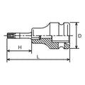 3/8 Sq. Dr. TORX® T20 Bit Socket - Length 50mm