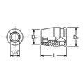 3/8 Sq. Dr. Adaptor  1/4 For 1/4H Bit Length 30mm