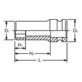 3/8 Sq. Dr. Socket  10mm 6 point Length 50mm Thin walled