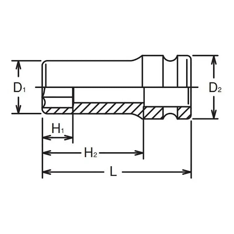 3/8 Sq. Dr. 6-Point Thin Wall Semi-Deep Impact Socket in 11mm - Ko-ken ...