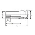 3/8 Sq. Dr. Socket  10mm 12 point Length 80mm Thin walled