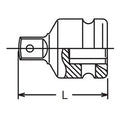 3/8 Sq. Dr. Adaptor  1/4 Square Length 27mm Ball type