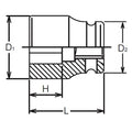 3/8 Sq. Dr. Socket  10mm 4 point Length 32mm Weld Nut