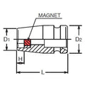 3/8 Sq. Dr. Socket  1/4 6 point Length 32mm Magnet