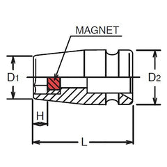 kokoページ 3/8 Sq. Dr. Socket 7/16 6 point Length 32mm Magnet - Ko-ken USA