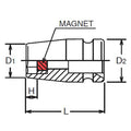3/8 Sq. Dr. Socket  9/16 6 point Length 32mm Magnet