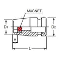 3/8 Sq. Dr. Socket  11mm 6 point Length 32mm Magnet